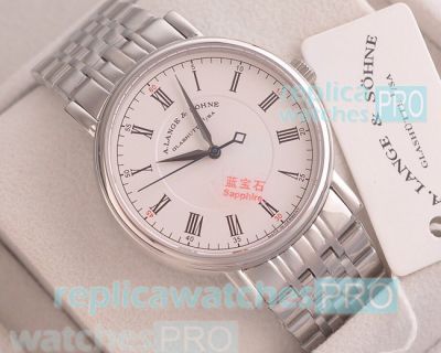 Best Quality Copy A. Lange & Sohne White Dial Stainless Steel Men's Watch